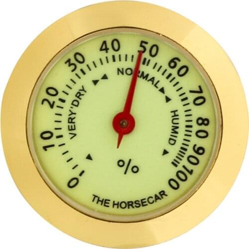 Luminous Brass Analog Hygrometer Cigar Tobacco Humidity Gauge & Glass Lens For Humidors Smoking Night Lights Sensitive Gauge