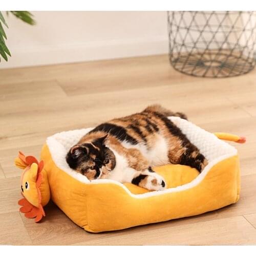 Lovely Cat House Cave Sleeping Cushion Lion Design Winter Cat Bed Plush Soft Foldable Kittens Small Dog mat