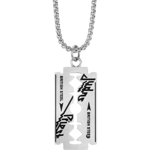 Fashion Stainless Steel Mens Necklace Razor Blade Pendant Hip-Hop Punk Retro Necklaces Cool Male Jewelry