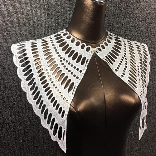 Fashion Design Hot Women White Big Exgarated hollow lace Tie detachable Decoration pullvers half saving shirts false Collars