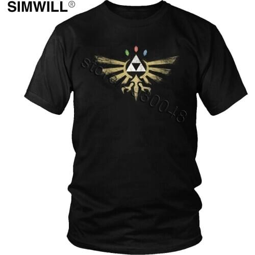 Vintage True Hyrule Power T Shirts Mens Cool Short Sleeves Eco Cotton Tee Crew Neck Game Tops Slim Fit Streetwear T-Shirts