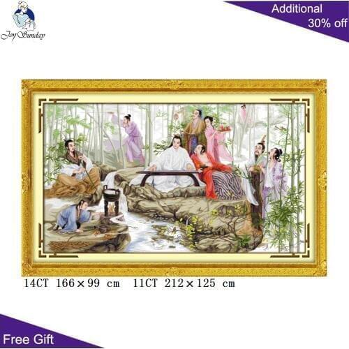 Joy Sunday Chinese Ancient Style Embroidery R174 Home Decoration Counted and Stamped Watching Bamboo China Cross Stitch kit