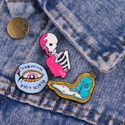 Skull Brooch Punk Pin Badges On a Backpack Set Hippie Style Metal Badges For Clothes Jeans Jackets Enamel Pins Paired Jewelry