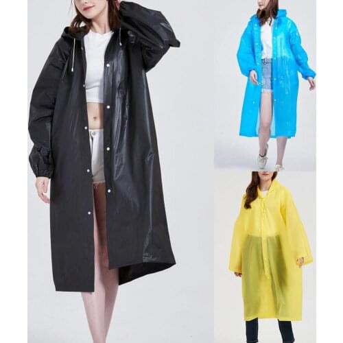 New Women Men Raincoat Outdoor Rainwear EVA Cloth Hoodie Long Rain Waterproof Outdoor Hiking Travel Fishing Climbing Rain Jacket