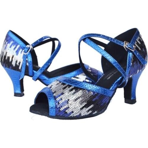 Latin Dance Shoes Woman Adult High Heel Square Dance Women Shoes Sports Flash Gold Modern Dance Sneakers Ballroom Dancing Shoes