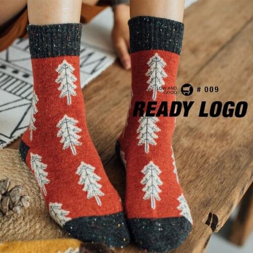 Autumn Winter Women Slippers Home Socks Christmas Cartoon Middle Long Socks Warm Non-slip Carpet Fluffy Wool Socks for Female
