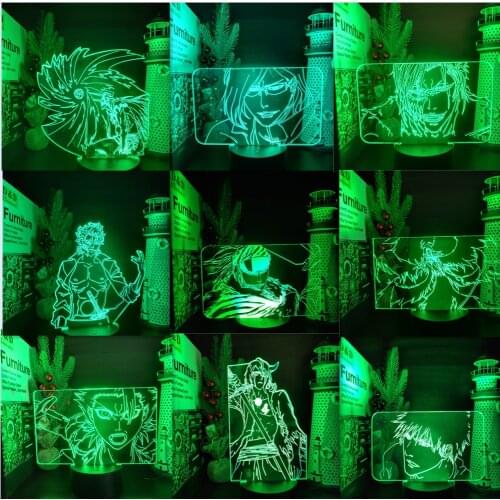 Bleach Jaggerjack ichigo Toushirou Ulquiorra 3D Led ANIME LAMP Nightlights 7 Color Changing Lampara Led For Home Decoration