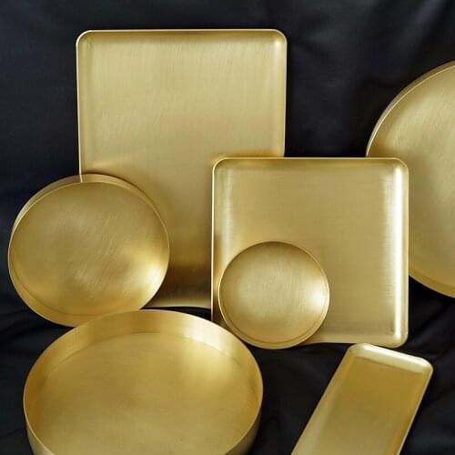 Cooking Food Tray for Hotel Bar Restaurant Cake Dessert Display Plates Brass Gold Cupcake Food Dishes for Tableware Dinnerware