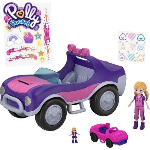 Polly Pocket Mini Dolls Kid Toys Car Secret Utility Vehicle DIY Sticker Accessory Funny Playset FWY26 For Children Gift