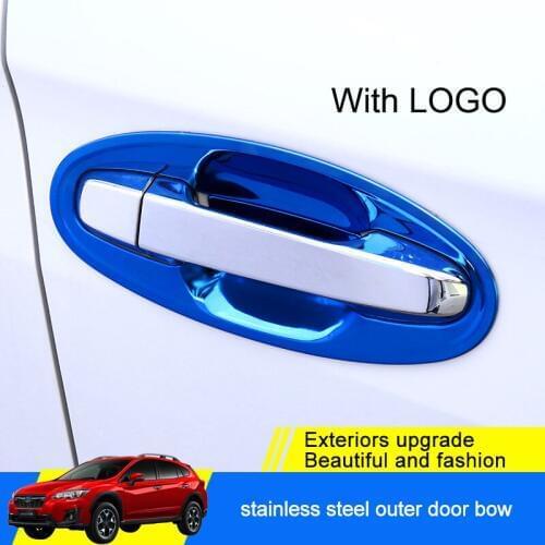 QHCP Exterior Door Handle Bowl Stickers Cover Protector Decoration 8Pcs/Set Stainless Steel For Subaru XV 2018 Auto Accessorries