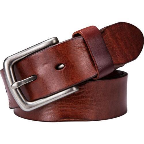 PZ-0014-B Barry.Wang Newest Luxury Leather Belts for Men Belt Metal Pin Buckle Belt for Bueiness Party Wedding High Quality