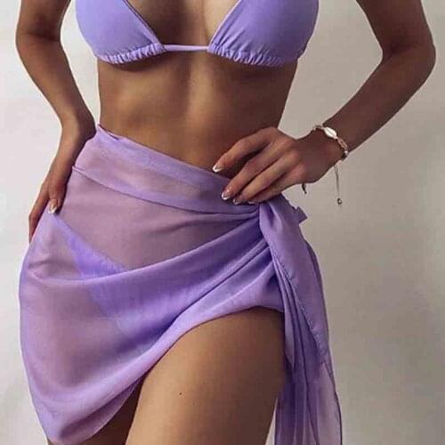Sexy Women Chiffon Swimwear Pareo Scarf Cover Up Wrap Kaftan Sarong Beach Wear Candy color Bikinis Cover-Ups Skirts