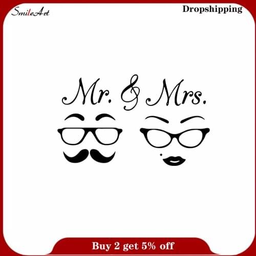 Modern Mr. and Mrs. Wall Sticker Home Decoration Accessories Removable Wall Sticker Bedroom Nursery Decoration