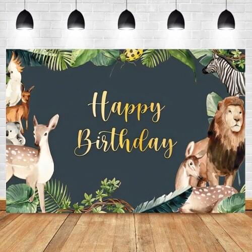 Tropical Jungle Safari Wild Animal Theme Birthday Party Decor Poster Banner Newborn Baby Shower Photo Backdrop Photo Background
