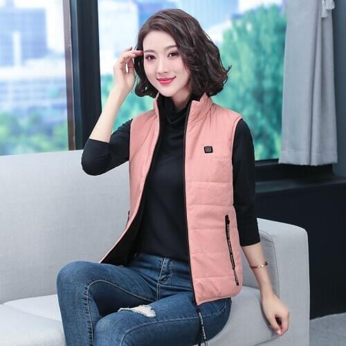 Intelligent Usb Heating Vest Women Reversible Wear Heating Jacket Black Coat Causual Outdoor Fashion Heated Jacket For Winter