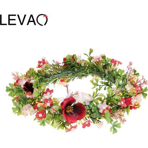 LEVAO Wedding Bride Corolla Head Wreath Hair Ornament Headwear Fabric Flower Crown Hair Accessories Headband New Flower Hairband