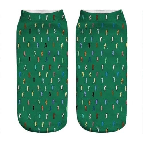 Womens socks kawaii Retro Golf Pattern in green Printed Socks Woman harajuku Happy Funny Novelty cute girl gift Socks for women