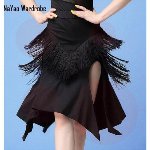 Black And Red Fringe Latin Dance Dress Women Tassel Latin Dance Skirt Ballroom Tango Chacha Belly Dancing Performamnce L55