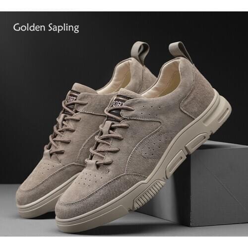 Golden Sapling Mens Casual Shoes Retro Genuine Leather Flats Fashion Leisure Footwear Comfortable Party Shoe Men Vintage Flat