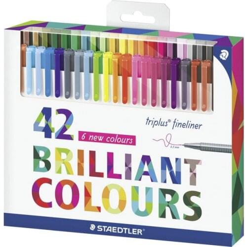 1 set Staedtler 334 C42 Triplus Fineliner Pen 0.3mm Metal Clad Tip Marker Brilliant Colours