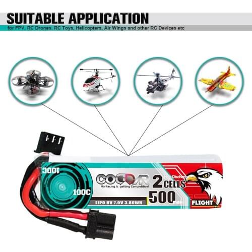 2PCS CODDAR 500mAh 7.6V 100C 2S HV Lipo Battery with XT30 Plug For RC Car FPV Drone Quadcopter crux3 Batefpv 95X Parts