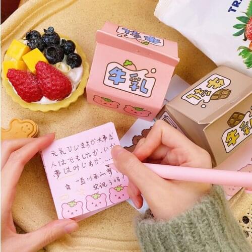 230sheets Creativity Milk Box Pink Bear Series Kawaii Note Paper Cute Memo Pad Cartoon Stationery For Girl Heart