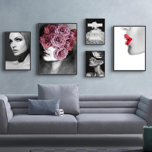 Abstract Flower Avatar Girl Canvas Painting Wall Painting Print Poster Wall Art Bedroom Living Room Modern Home Decoration