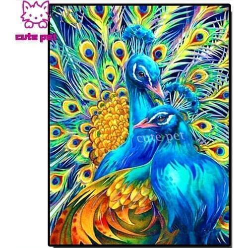 Needlework 5d Diamond Painting Peacock Full Square round Diamond Embroidery Animal Handmade 5d Diy Rhinestones Gift