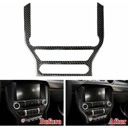 Carbon Fiber Car Multi-media Console Decor Cover Trim For Ford Mustang 2015-2019