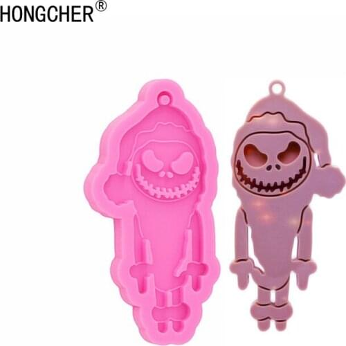 Shiny Santa Claus Earrings Necklace Pendant Key Ring Jewelry Silicone Molds Halloween Skull Gnomes DIY Handmade Chocolate Mould