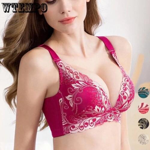 Lace Sexy Bras Women Push Up Bra Seamless Floral Embroidery Brassiere Underwear Plus Size Wireless Soft Bralette Female Lingerie