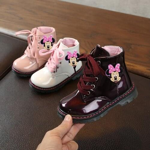 Disney Mickey childrens Martin boots boys girls fashion non-slip tendon soft bottom fashion mid-tube boots Stitch casual shoes