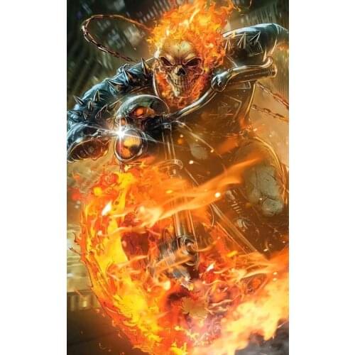 JMINE Div 5D fire skull motorcycle Full Diamond Painting cross stitch kits art High Quality Portrait 3D paint by diamonds