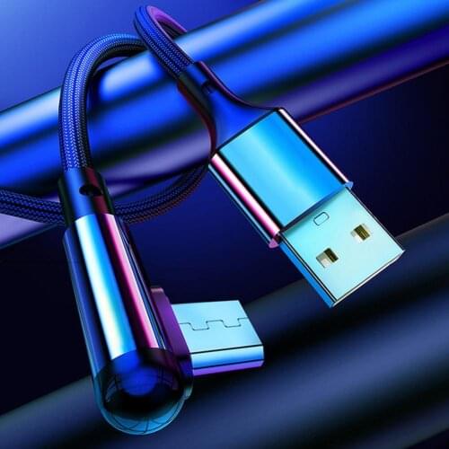 1pc Data Cable High Toughness L-shaped Plug 1.2m 3A Micro USB Phone Fast Charging Cord Wire for Android