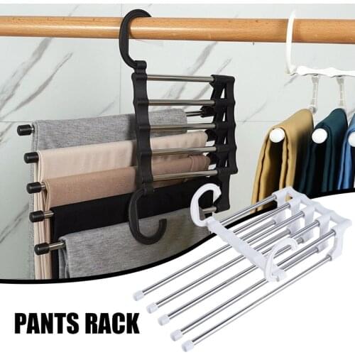 Multi-layer Pants Hanger Horizontally Or Vertically Folding Stainless Steel Clothing Rack Closet Storage For Tie Scarf Perchas