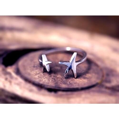 Fashion five-pointed star rings for Female ring Open double star ring wholesale and Blend Color 30PCS/lot