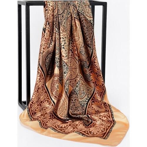 Fashion Women Scarves For Hair Silk Satin Headband Neckerchief Scarf Female 90*90cm Square Shawls Wraps Hijab Scarfs For Ladies