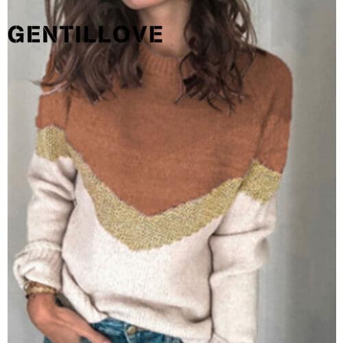 Fashion Slim Women Sweater O Neck Raglan Sleeve Womens Jumper Knitted Striped Striped Patchwork Casual Top Pullover Jumpers