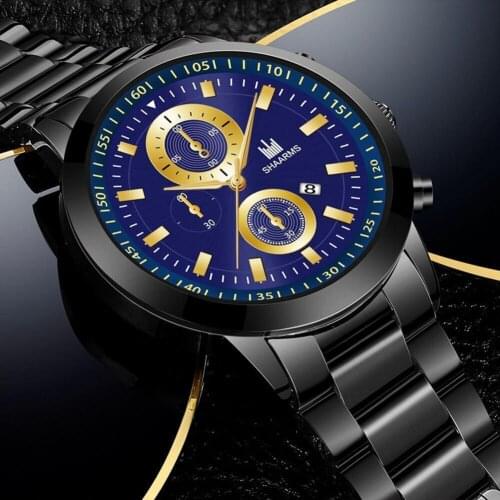Men Watch Big Dial Sport Mens Watches Top Luxury Blue Full Steel Quartz Wristwatch Chronograph Military Male Clock Dripshipping