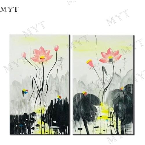 MYT Free Shipping Hand Painted Abstract Oil Painting 2 Panels Home Decor Modern On Canvas Wall Picture For Living Room Unframe