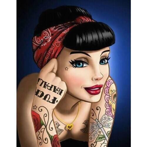 5D DIY Diamond Painting Tattoo girl, Beauty Cross Stitch 3D Full Drill Diamond Embroidery Craft Kits Mosaic Kit Home Decor Gift