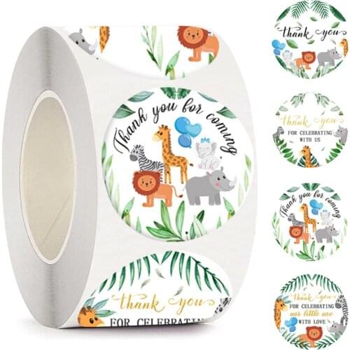 500pcs Cute animals Thank You Stickers Labels Seals thank you for celebrating with us scrapbooking Envelope Gift Decor sticker