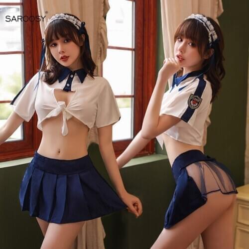 SAROOSY Kawaii Lingerie School Girls Cosplay Sexy Costumes for Women See Through Mini Skirt Clubwear Plus Size Costume 2020 New