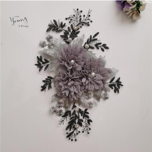 New arrive Embroidery Applique 3D flower ABS pearl Lace Collar DIY Sewing Neckline Fabric Dress Decorate Accessories Supplies