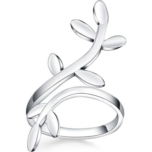 Wholesale Promotion Pretty Gifts 925 Sterling Silver Elegant Rings for Women With Green Leaves CZ Engagement Ring Jewelry Item