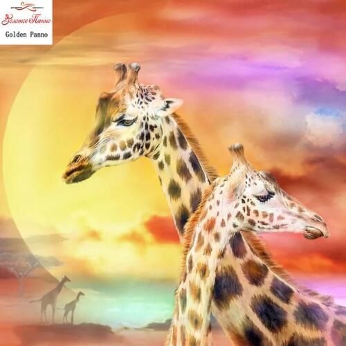 Full square diamond embroidery cartoon handmade painting rainbow giraffe needlework mosaic cross stitch home decoration