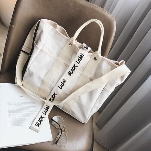 Luxury Designer Tote Bag Women Letter Printing Canvas Solid Handbags Lady Harajuku Style Fashion Large Capacity Crossbody Bags