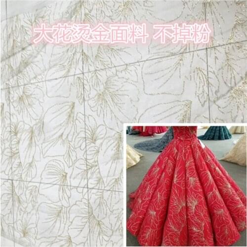Champagne Gold Bronzing Flower Net Yarn Lace Fabric 140CM Wide DIY Sew Clothes Wedding Dress Curtain Accessories