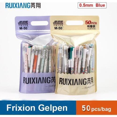50pcs Fashion Frixion Gel Pen Students Office Erasable Blue Gelpen 0.5mm Mosuca Neutral Water Pen Cheap High Quality Stationery