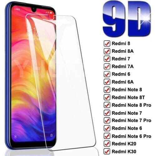 9D Full Screen Protective Glass on the For Xiaomi Redmi 8 8A 7 7A 6 6A K20 K30 Note 8 7 6 Pro 8T Tempered Glass Safety Film Case